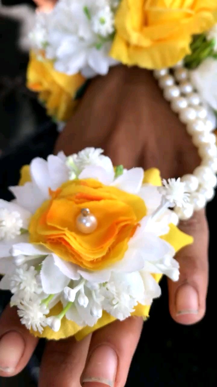 artificial flowers jewellery bridal for event haldi mehendi 2 gajray mayyu 2 earrings 2 rings 1 teeka marigold genda babybreaths artificial imported quality flowers