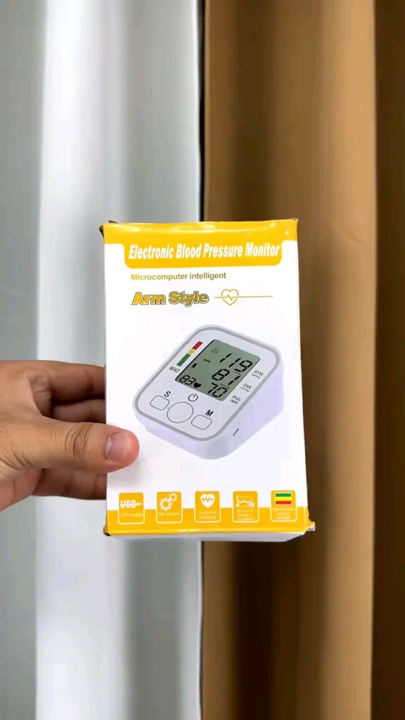 Digital Blood Pressure Monitor Automatic BP Machine for Upper Arm, Large LCD Display, Bluetooth, and USB Power Supply