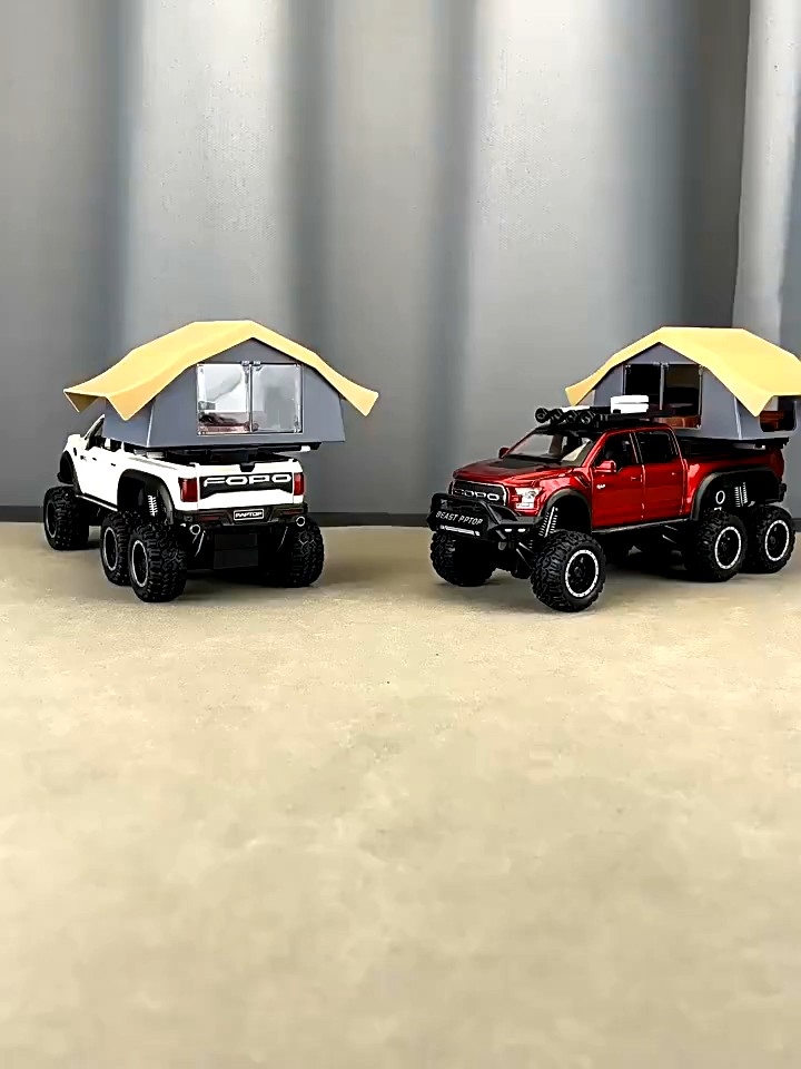 1:24 Ford Raptor F150 Camping RV Off Road Pickup Truck Alloy Metal Diecast Model Car Sound & Light Toys