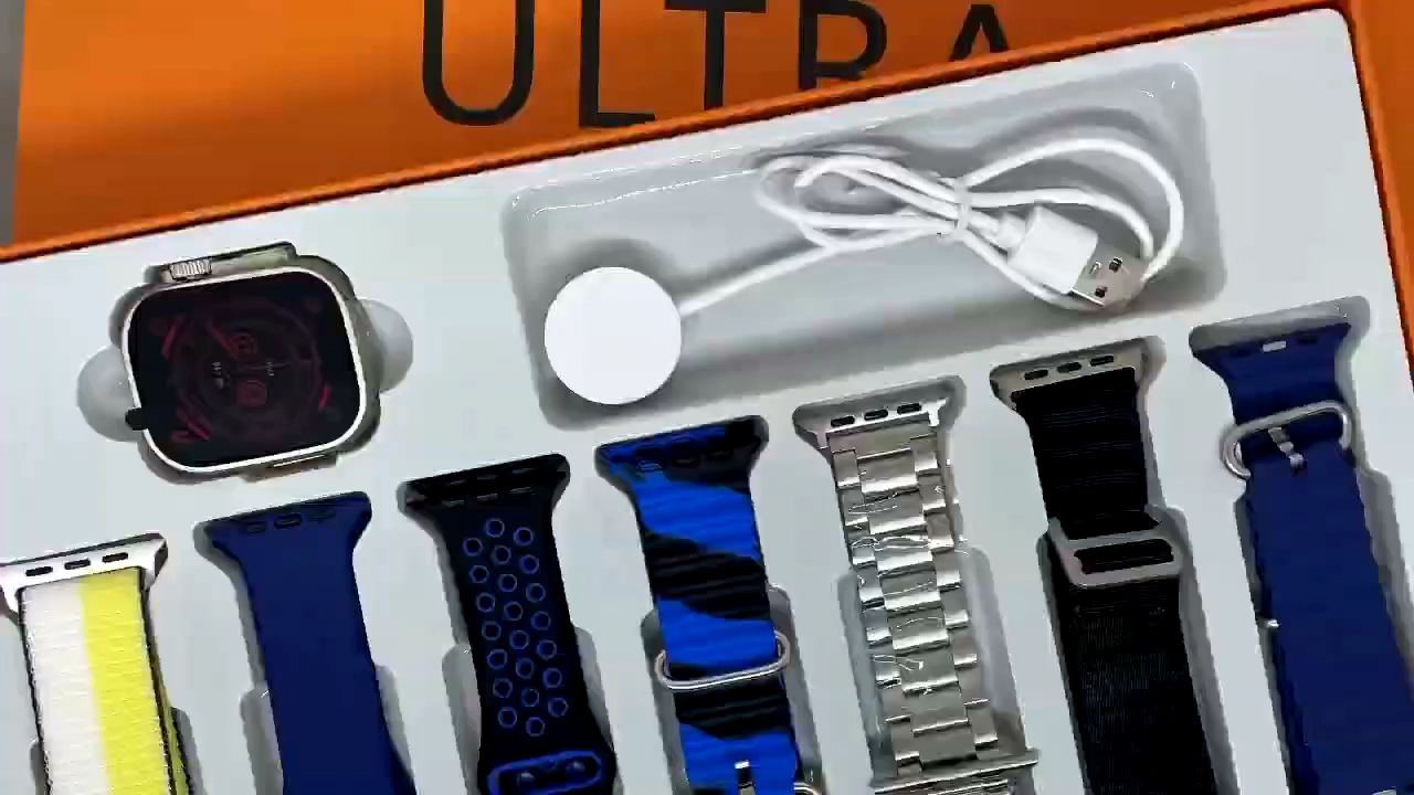 Ultra 7 in 1 Strap Smartwatch 49mm | Series 8 Ultra Smart Watch 49mm with 7 pair Stras | LAXASFITULTRA 7 IN 1 Strap | BIG 2.01 INFINITE DISPLAY | Bluetooth Calling | Sports Mood