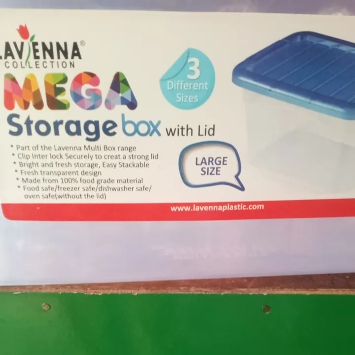 Multipurpose Rectangular Plastic Storage Box with Lid Stackable, BPA-Free, Large/Medium/Small Sizes