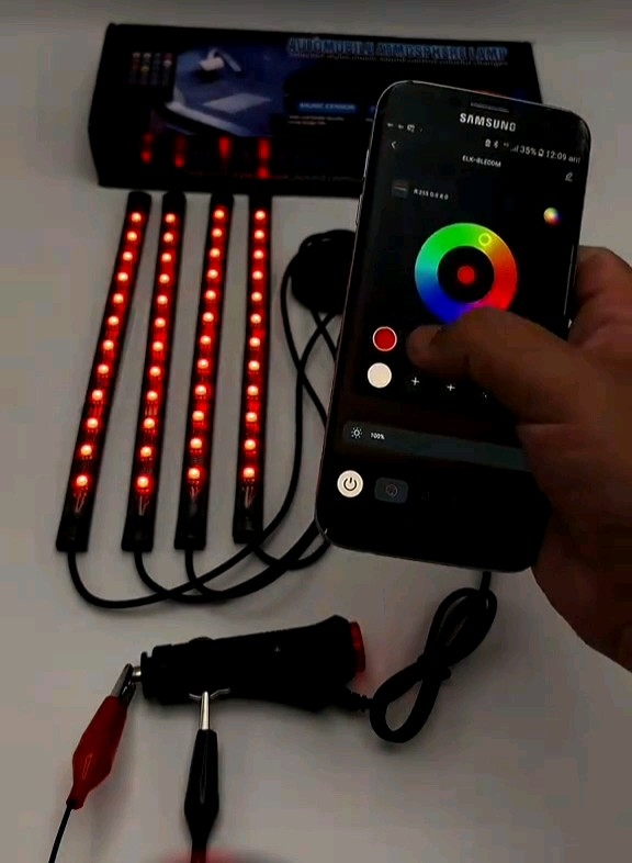 Mobile Control Atmosphere Lights For Car & Bikes 48 LED's With Music Sensor Bluetooth Interior Footlights (High Quality) RGB Mobile Application Control Footlights..