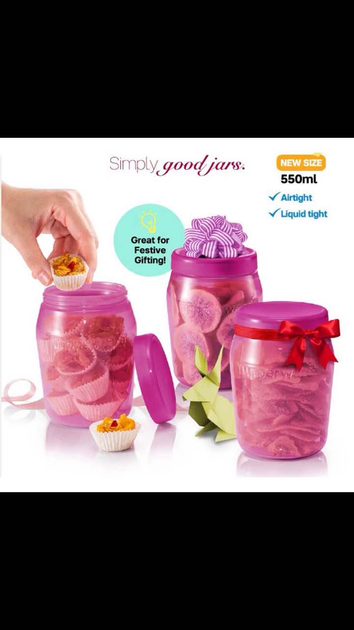 Tupperware Universal Jar With Gift Box 550ml (6) Pink Set set