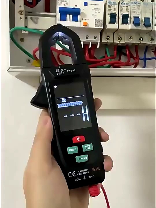MastFUYI® FY385 Big Screen Digital Clamp Meter 9999 Count DC AC Current Voltage Clamp Meter True RMS HZ Temp Ohm Capacitance Multimeter with Manual & Auto Range Function