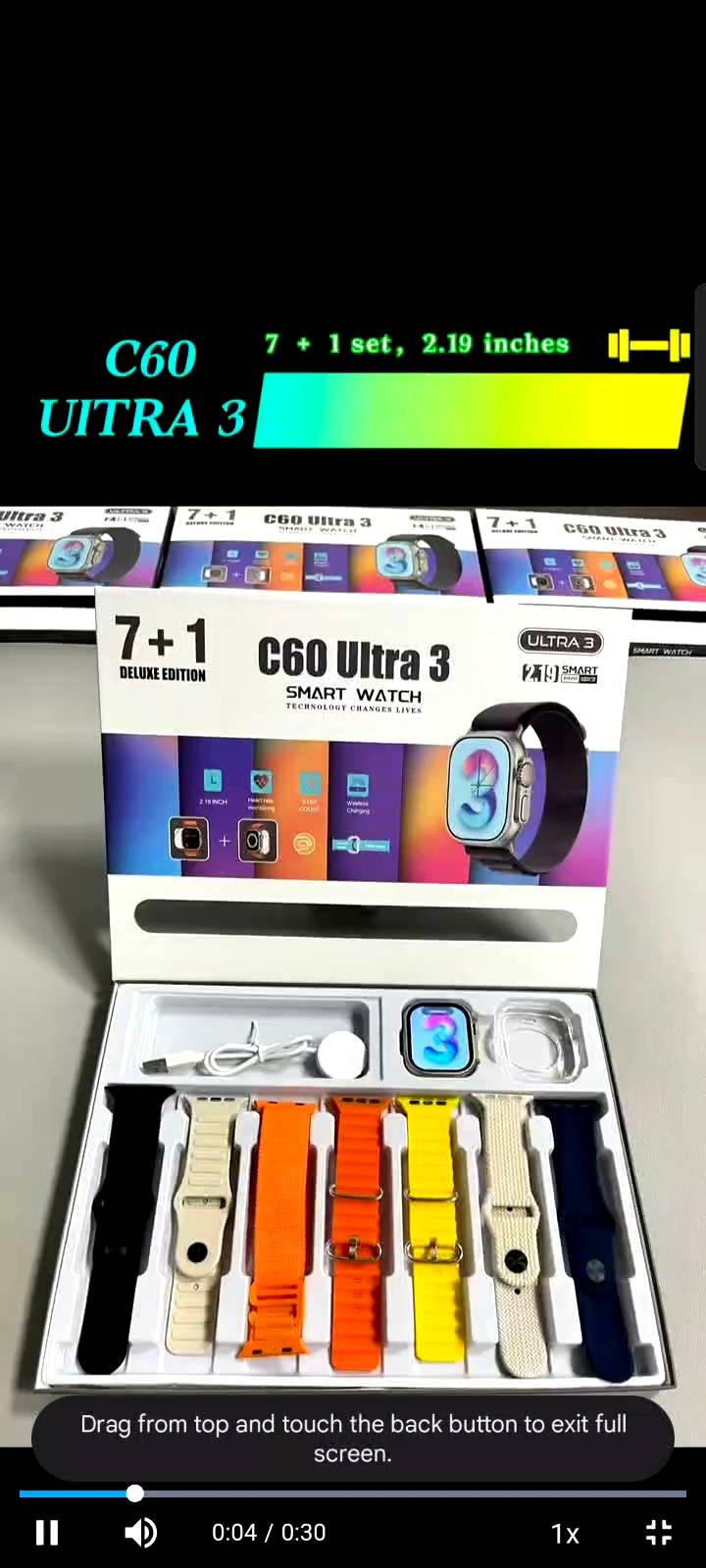C60 Ultra 3 Smart Watch – 2.19” Ultra HD Display, 7+1 Deluxe Edition, Fitness & Health Tracker, Wireless Charging, Heart Rate Monitor, Bluetooth Smartwatch ⌚📱🏃‍♂️