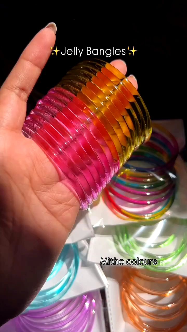 Jelly Bangles Set 🌈 Transparent Chooriyan for Girls 💖 | Daraz.pk