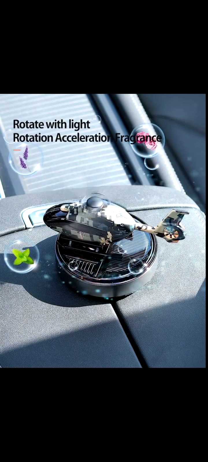 🚁Army Solar Helicopter Car Perfume | Rotating Dashboard Air Freshener ...